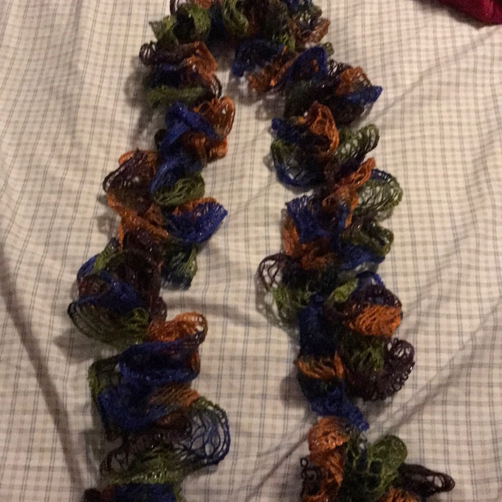 Handmade crochet ruffled scarf.